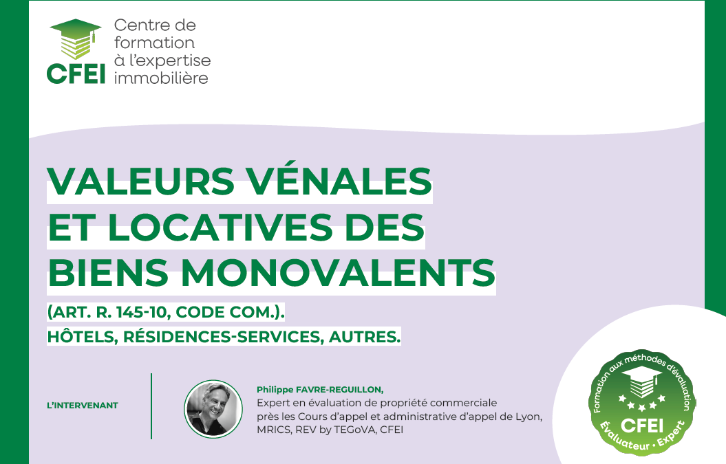 Nouvelle formation dédiée à l’évaluation des biens monovalents !