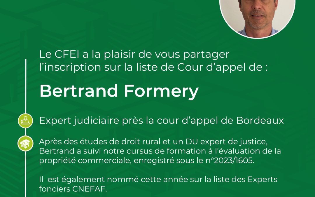 Notre stagiaire Bertrand Formery inscrit sur la liste de la Cour d’appel de Bordeaux !
