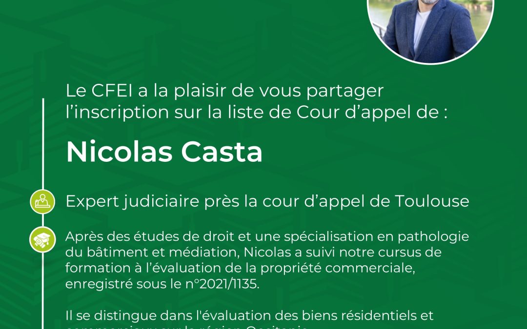 Notre stagiaire Nicolas Casta inscrit sur la liste de la Cour d’appel de Toulouse !