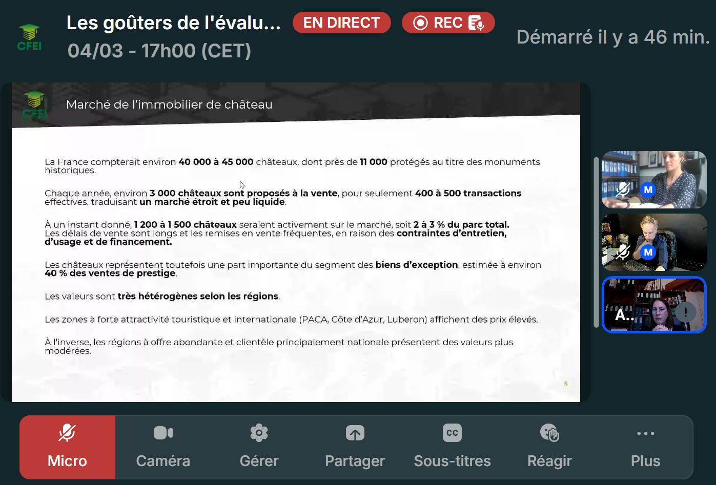 EVALUATION DES CHATEAUX CFEI CENTRE DE FORMATION EXPERTISE IMMOBILIERE ADELINE DESTHUILLIERS PHILIPPE FAVRE REGUILLON EVALUATION DES CHATEAUX CFEI CENTRE DE FORMATION EXPERTISE IMMOBILIERE ADELINE DESTHUILLIERS PHILIPPE FAVRE REGUILLON