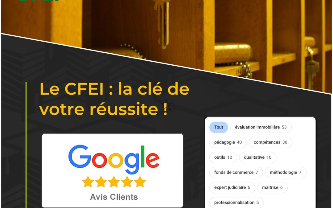 ✅️ Le CFEI c’est 280 avis Google ⭐ ⭐⭐⭐⭐ 4,9 / 5 de satisfaction clients