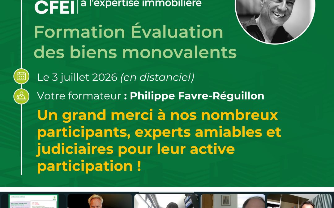 Une nouvelle session du CFEI dédiée à l’évaluation des biens monovalents ce 3 juillet, merci à tous les participants !